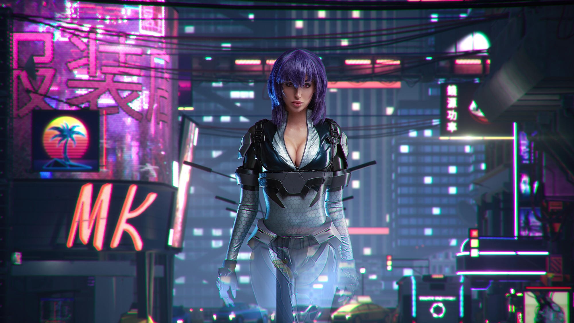 Косплей на Мотоко из игры Cyberpunk 2077